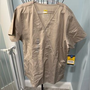 NEW Wink Women's Mock Wrap Scrub Top Khaki Tan Brown Medium M 102 Classic Fit